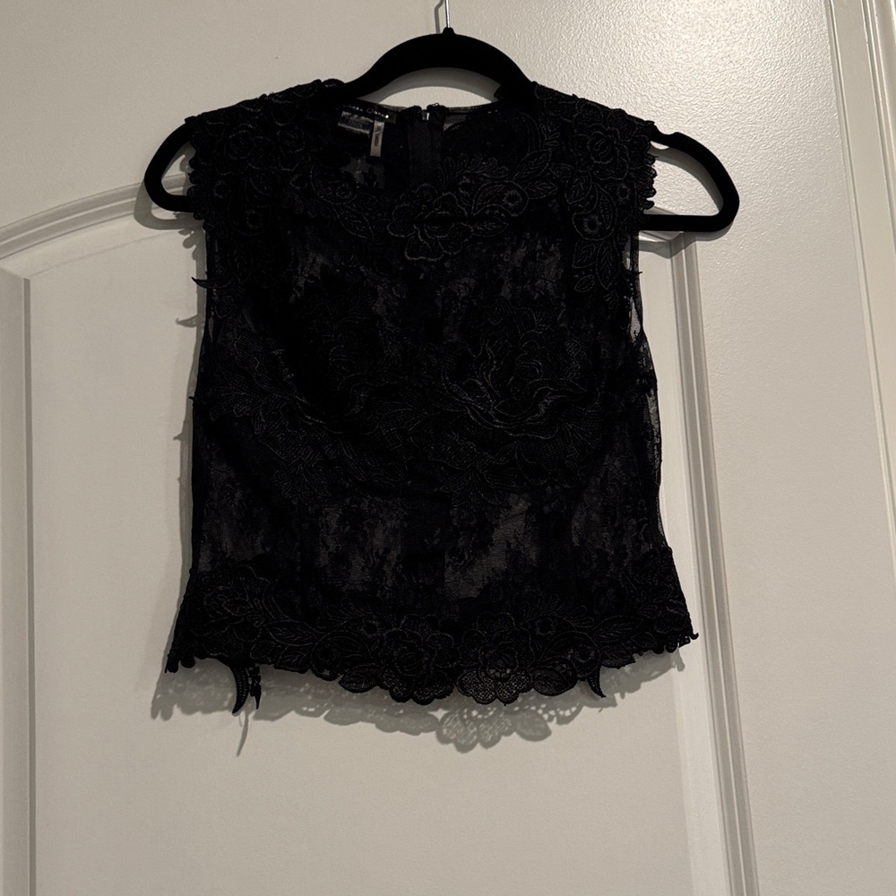 Caribbean Queen Black Lace Sleeveless Blouse